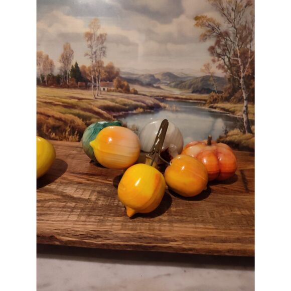 Vintage Alabaster Fruit Set - Decorative Collectible, Mid-Century Home Decor - Picture 6 of 10